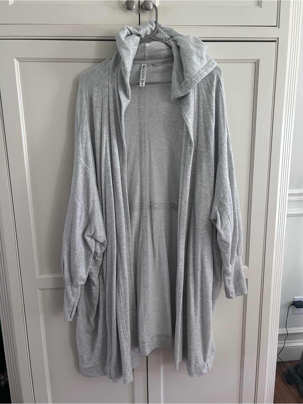 Athleta Light Gray Hooded Open Cardigan/Sweatshirt, M